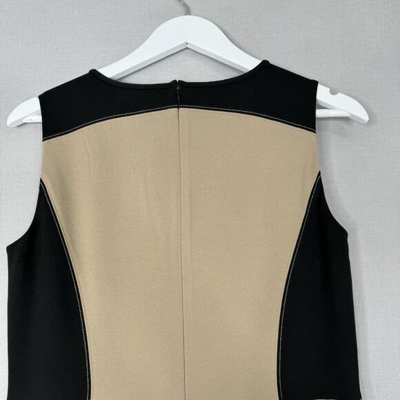 Ann Taylor Womens Dress 8 Tan Colorblock Ponte Knit Slimming Career Old Money - Picture 10 of 13